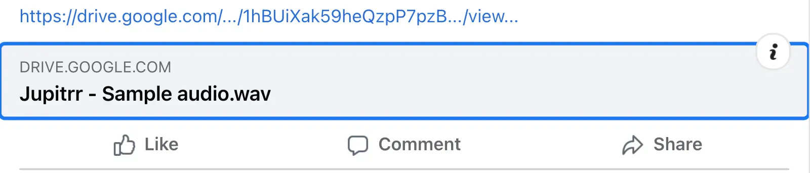 how to upload audio to facebook - How Google Drive link looks like on Facebook