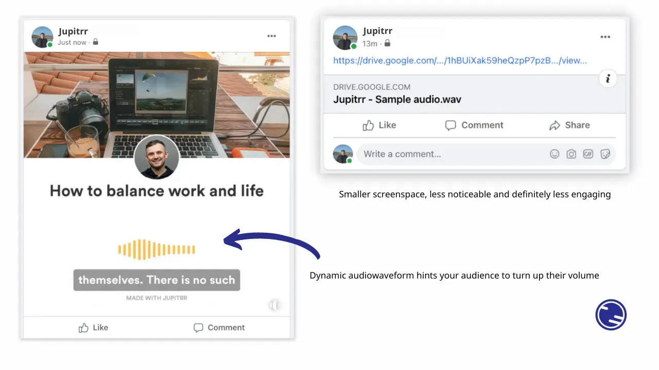 how to upload audio to facebook - Audiograms are better than uploading Audio file links to Facebook