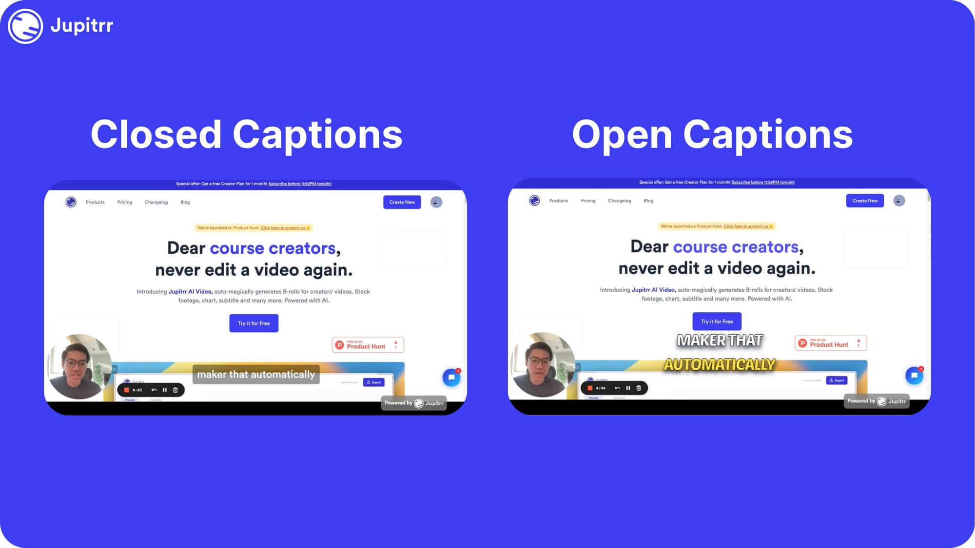 Closed Captions vs Open Captions Examples