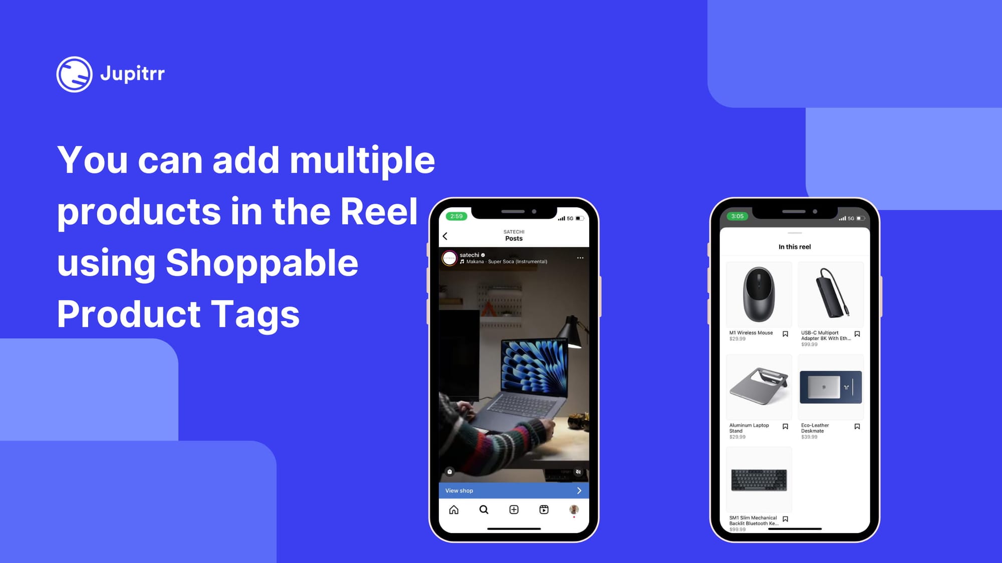 How shoppable product tags look like in an Instagram Reel