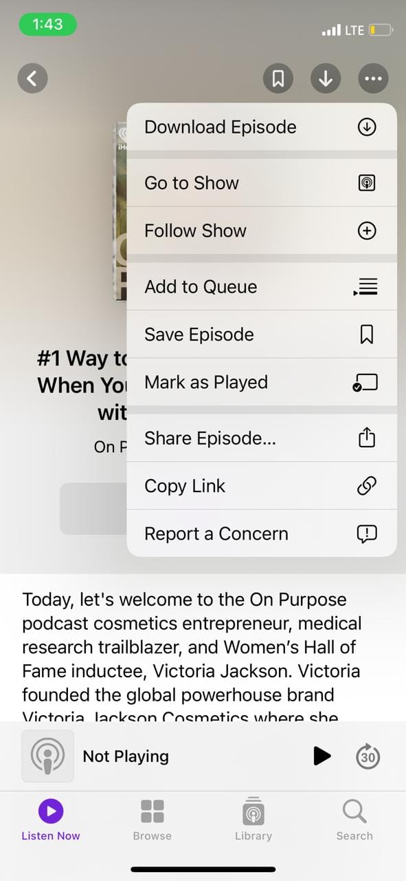 how to share podcast on Instagram story - Sharing from Apple Podcast