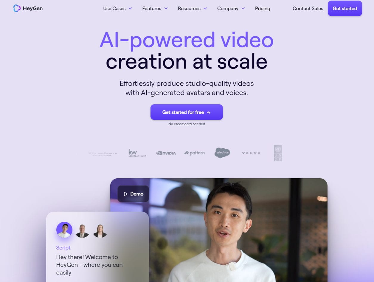 Best AI Video Maker - Heygen's website