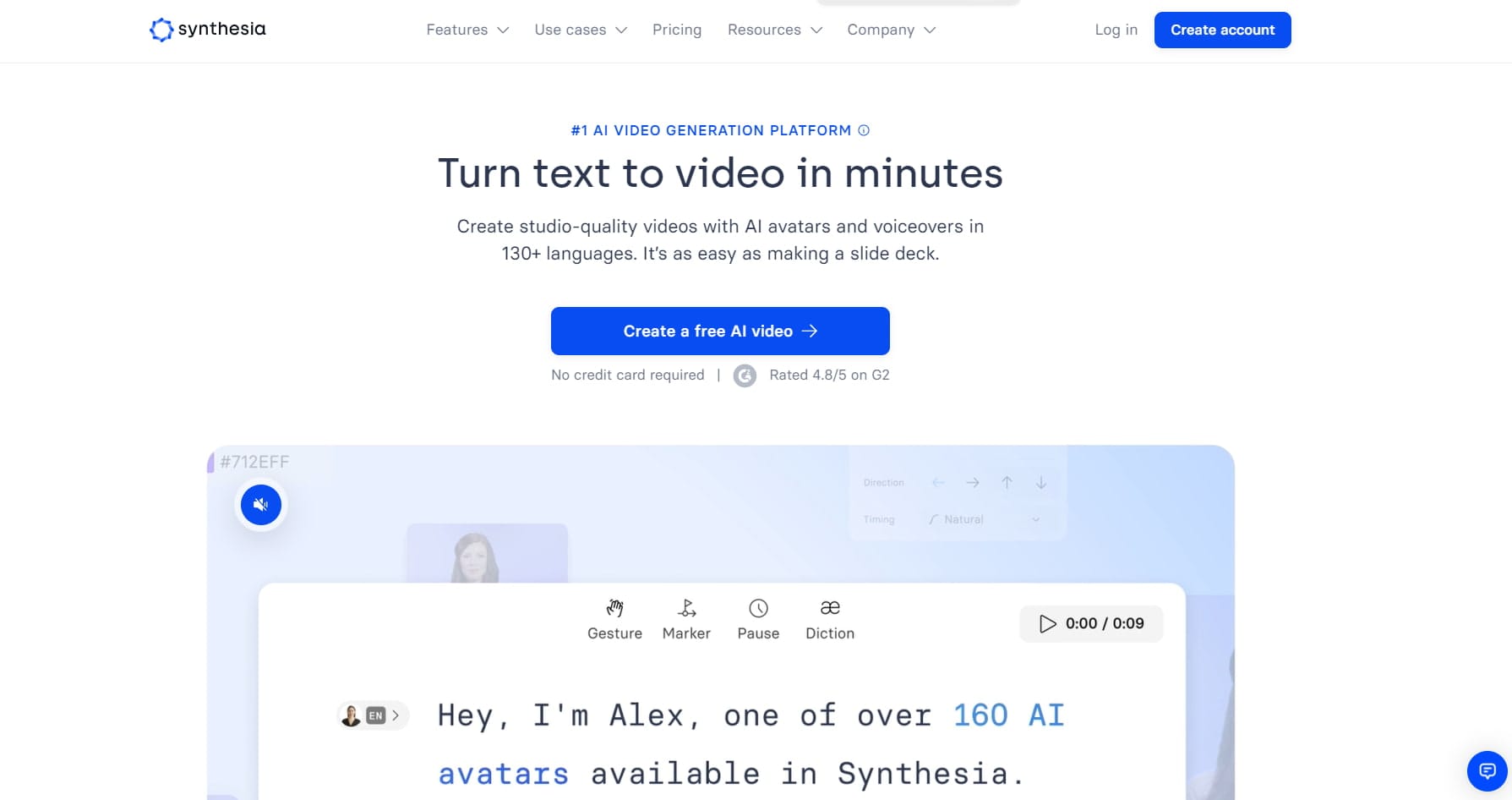 Best AI Video Maker - Synthesia's website