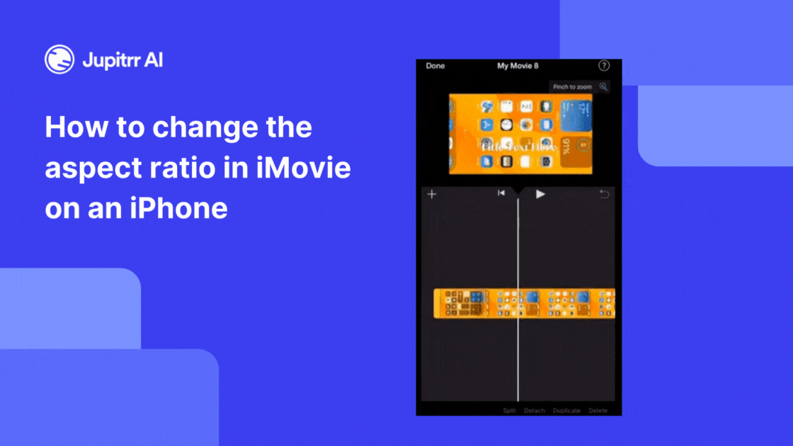 Just pinch in or out to set the aspect ratio in iMovie on iPhone