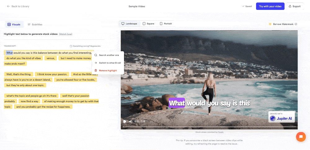 Jupitrr AI's Audio to Video Feature can make video out of audio in seconds