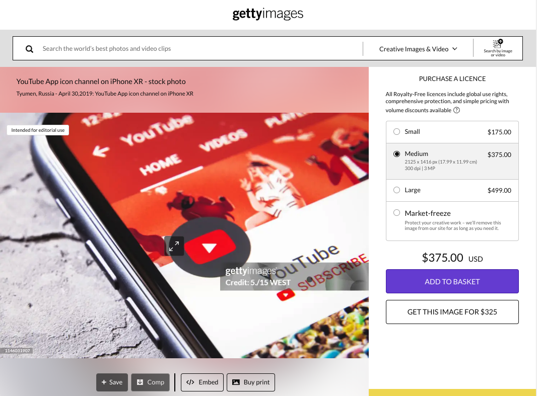 While this is the standard price of Getty Images, it can sometimes vary depending on the image
