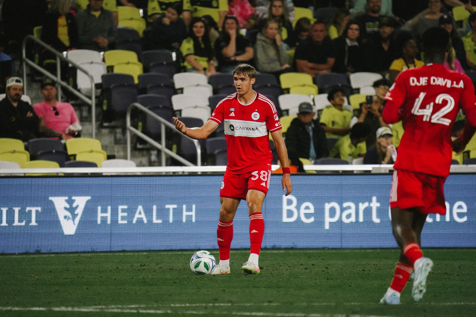 Christopher Cups on April 26, 2025 during his MLS debut vs Nashville SC