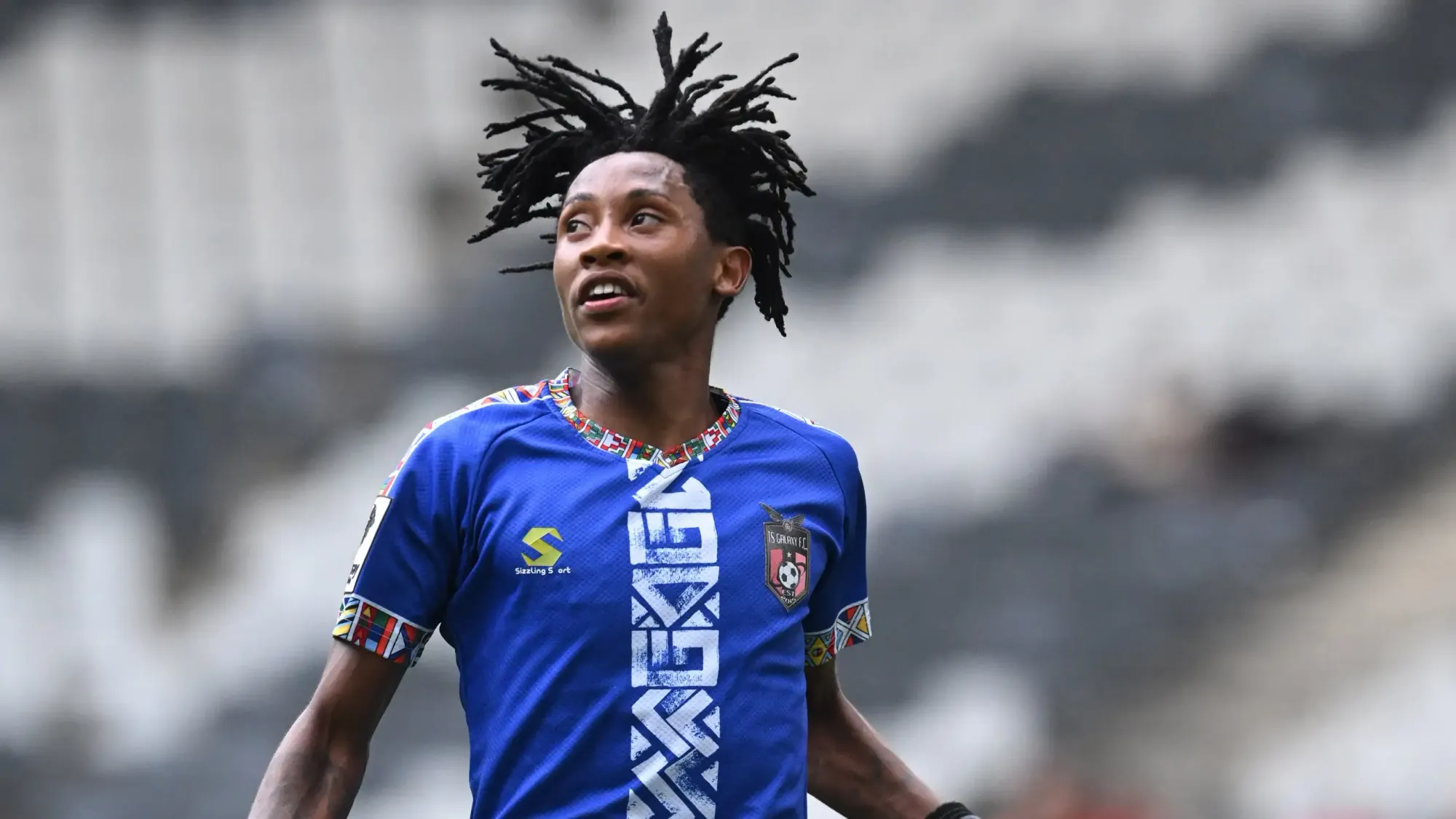 Puso Dithejane in action for TS Galaxy FC of the South African PSL.