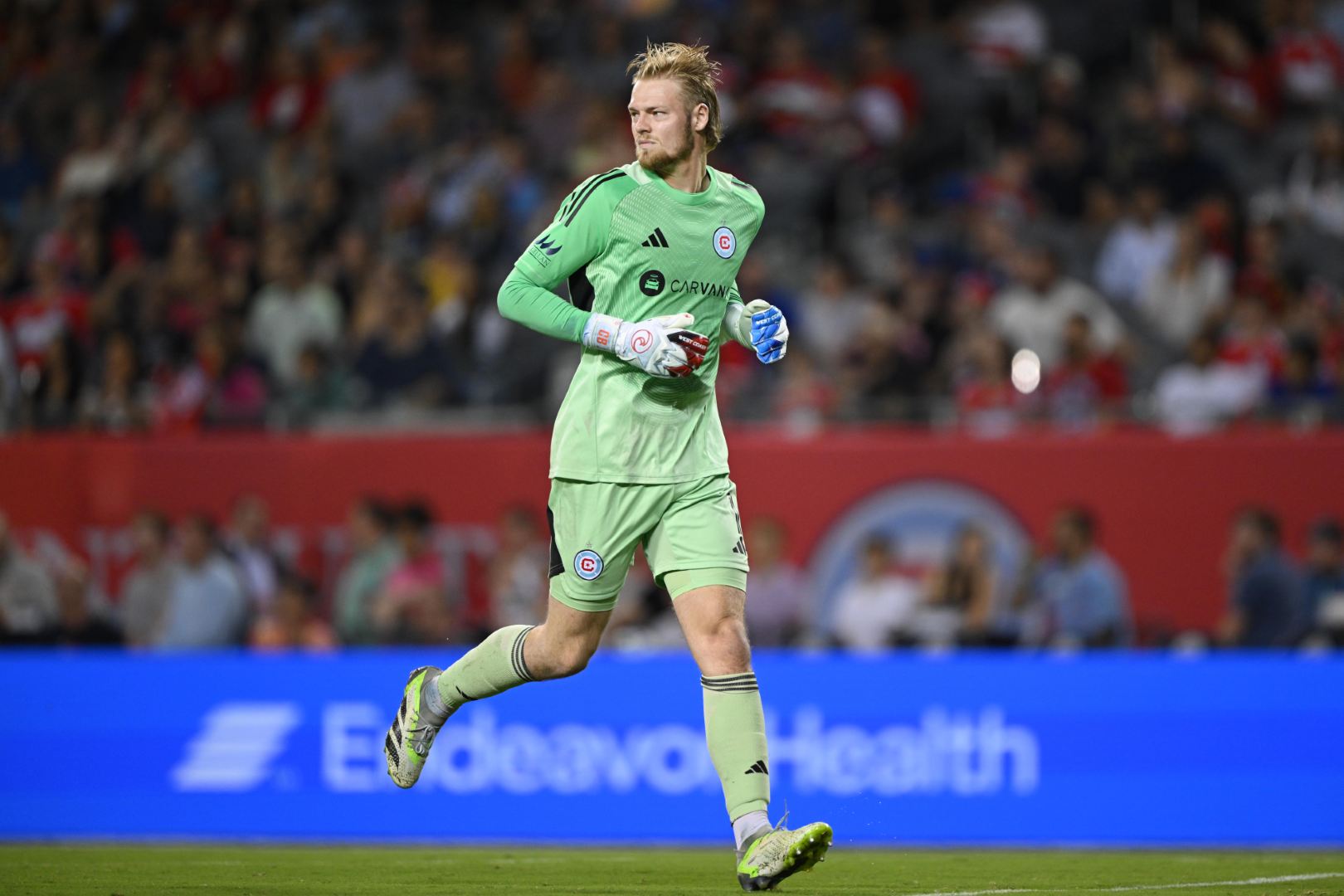 Goalkeeper Chris Brady during the Fire's game against the Columbus Crew on September 27, 2025.