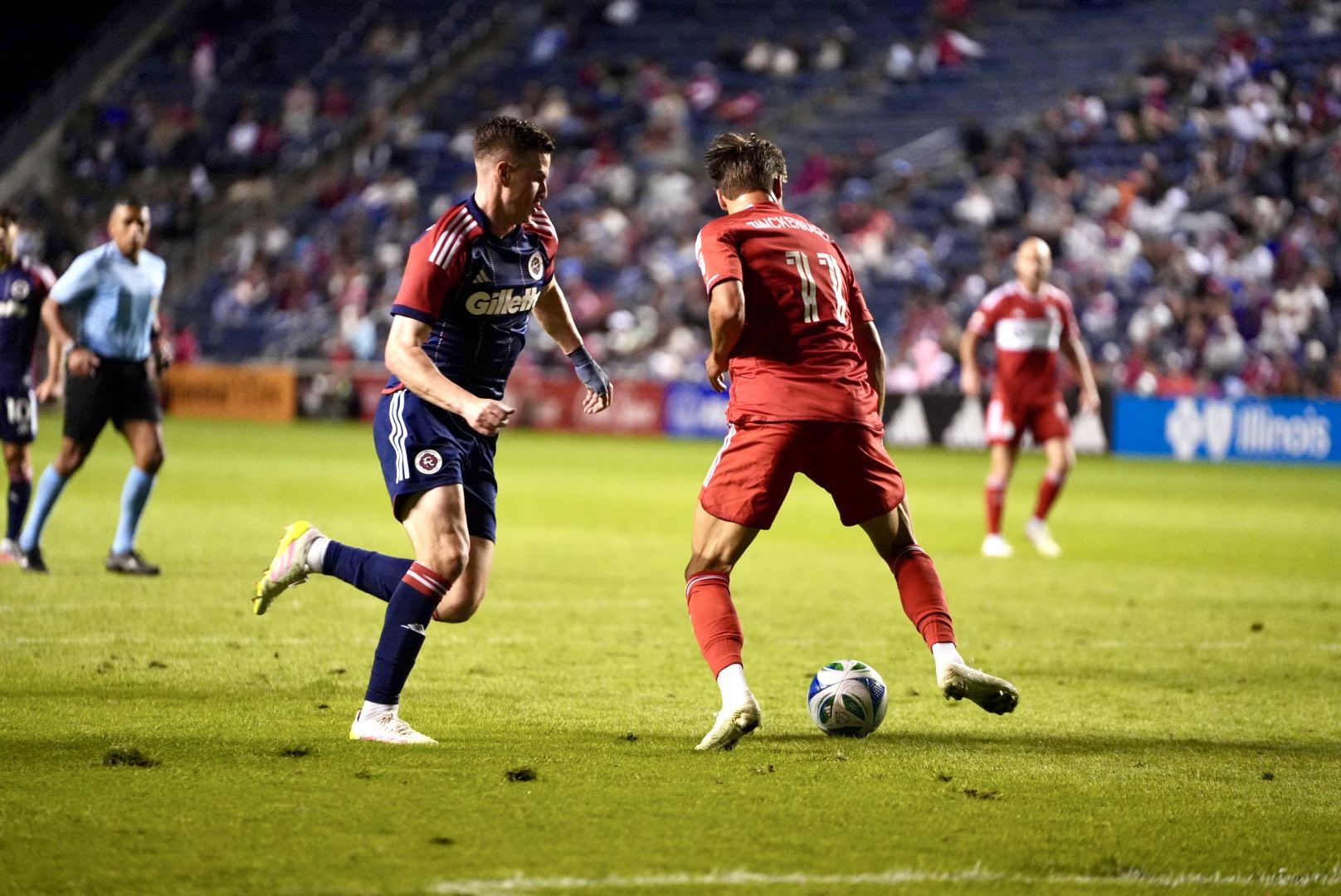 Philip Zinckernagel plays against the New England Revolution at SeatGeek Stadium