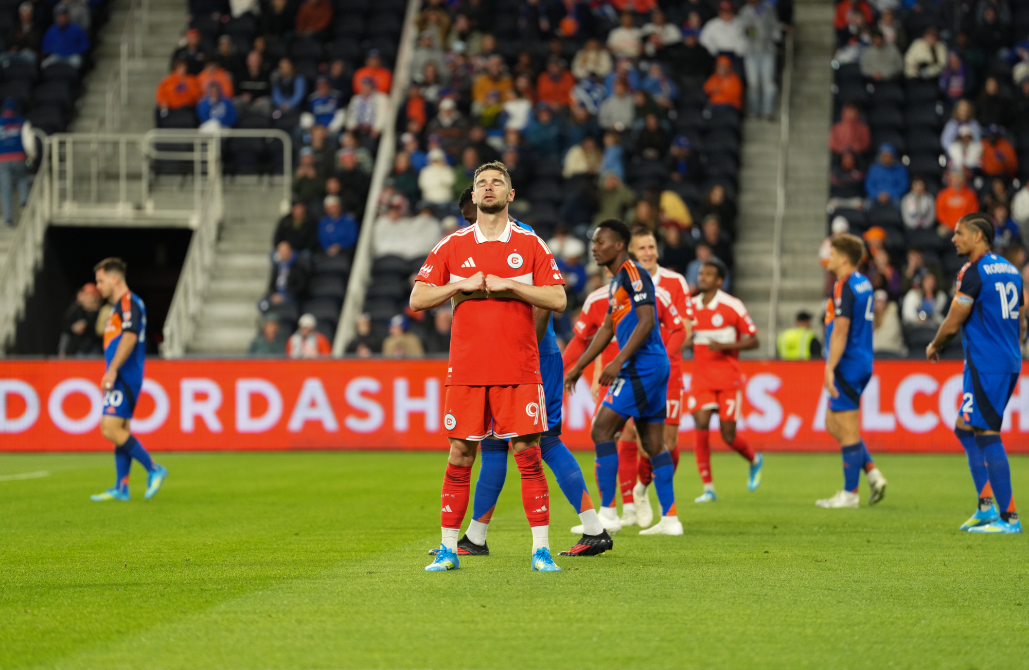 Hugo Cuypers celebrates a goal against FC Cincinnati.