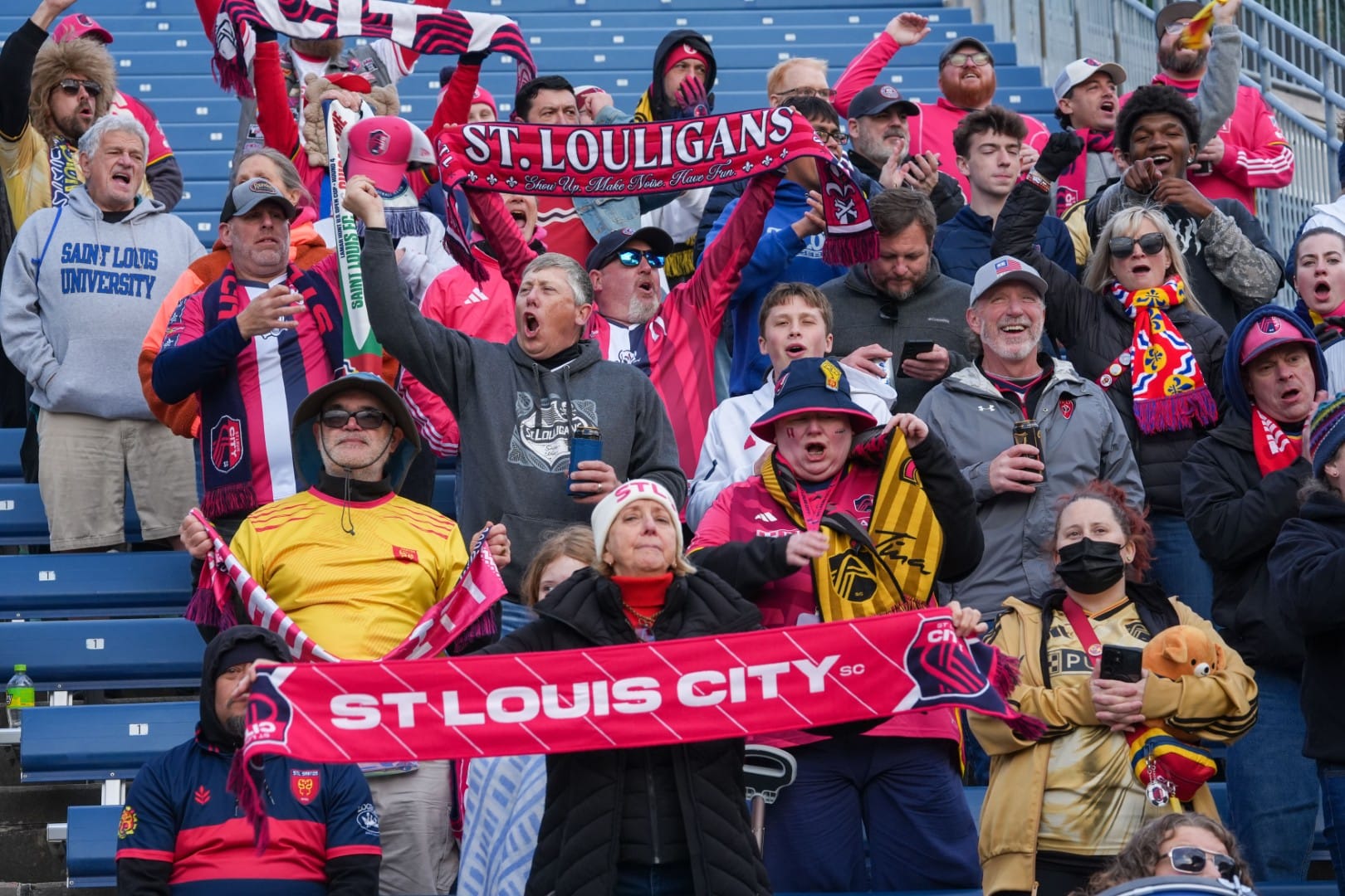 St. Louis City SC supporters at SeatGeek Stadium on April 29, 2026.