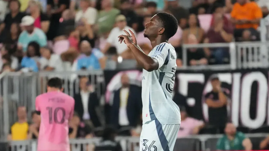 Chicago Fire player Justin Reynolds celebrating his goal against Inter Miami.