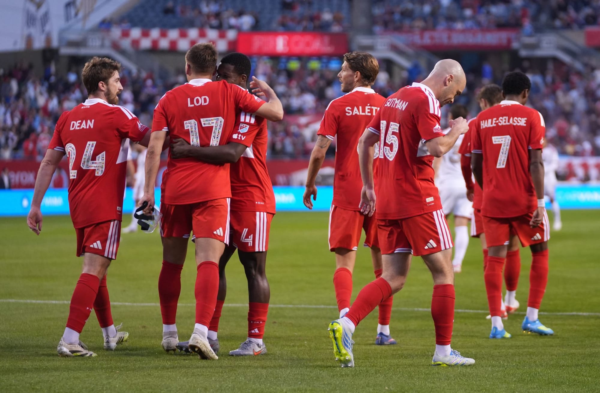 Fire players celebrate after Lod's goal