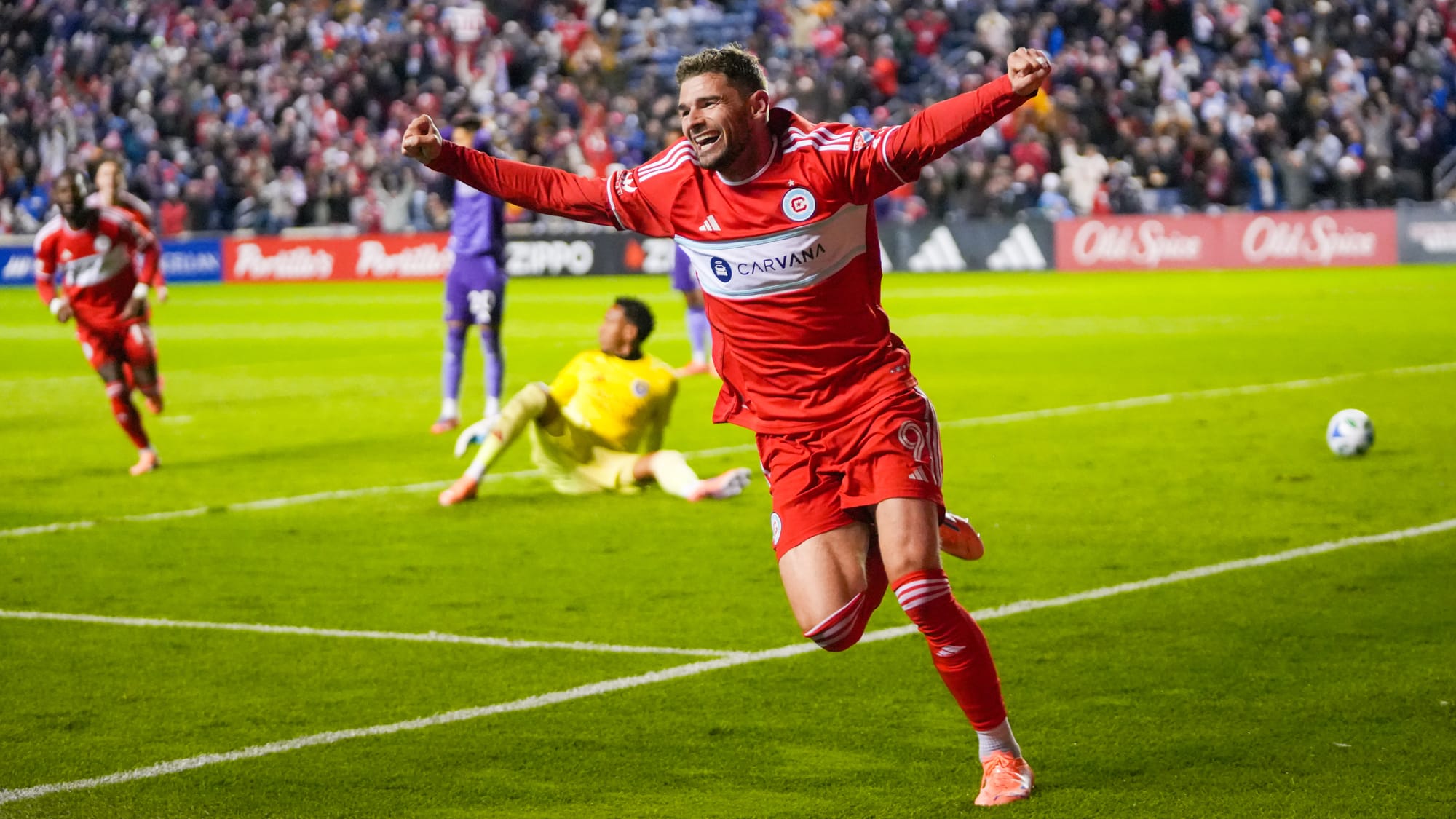 Cuypers celebrates his second goal against Orlando City in the MLS Cup playoffs.