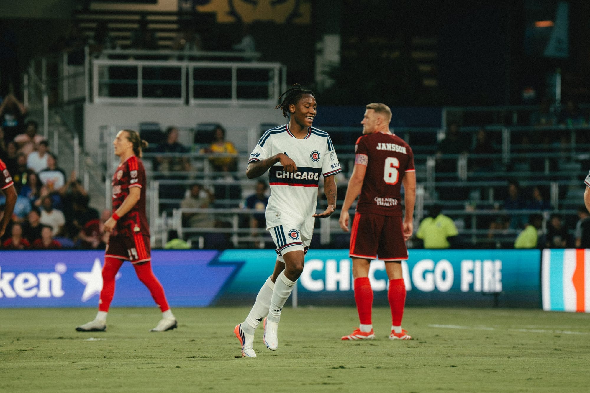 Puso Dithejane celebrates scoring a goal against Orlando City SC at Inter&Co Stadium in Orlando