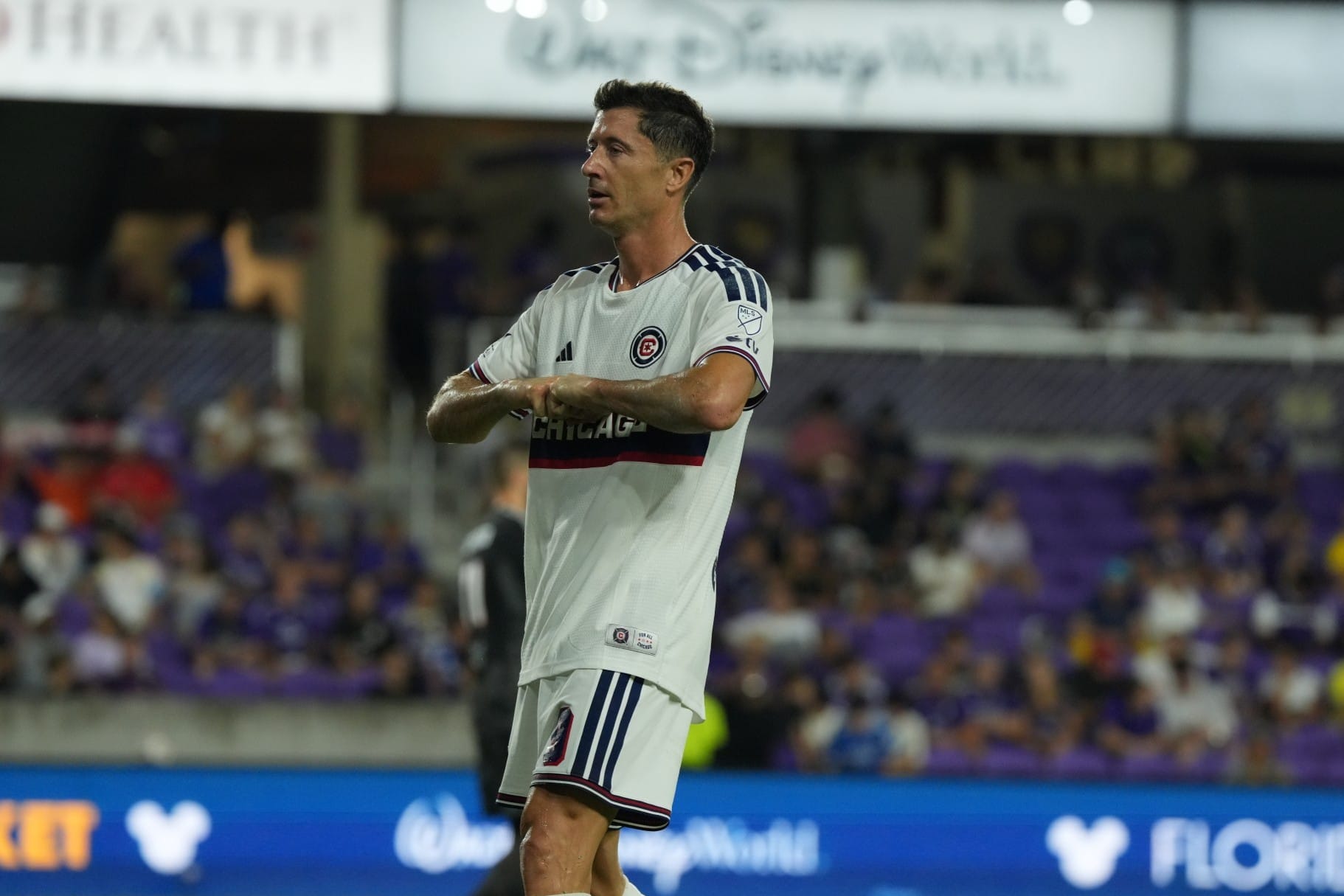 Robert Lewandowski of the Chicago Fire celebrates scoring a goal at Inter&Co Stadium in Orlando, FL