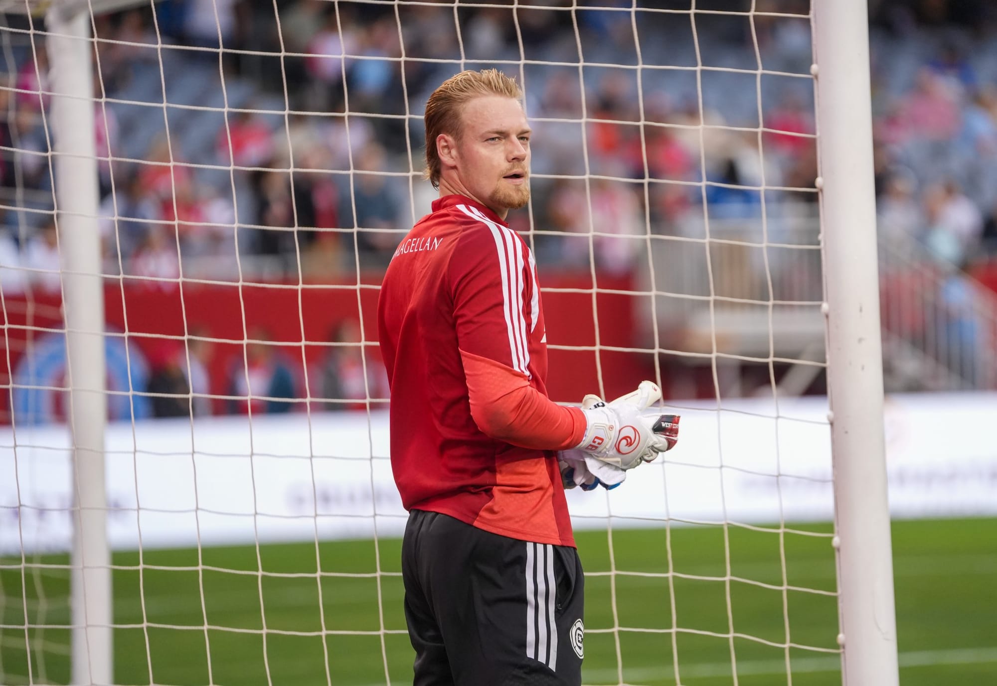 Chicago Fire Goalkeeper Chris Brady during warmups at Soldier Field
