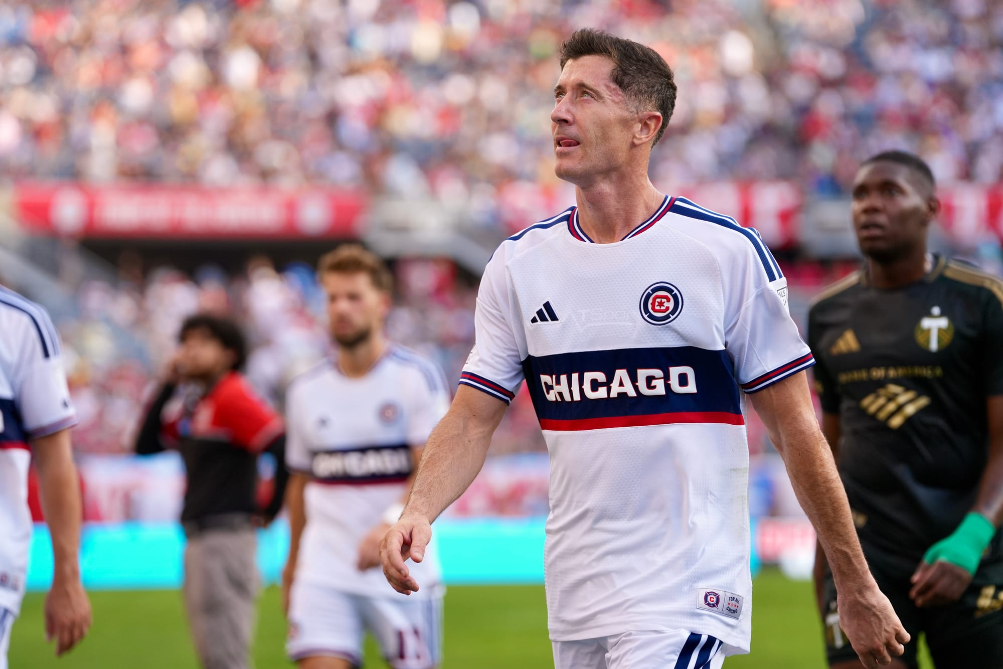 Robert Lewandowski against the Portland Timbers, playing for Chicago Fire FC.