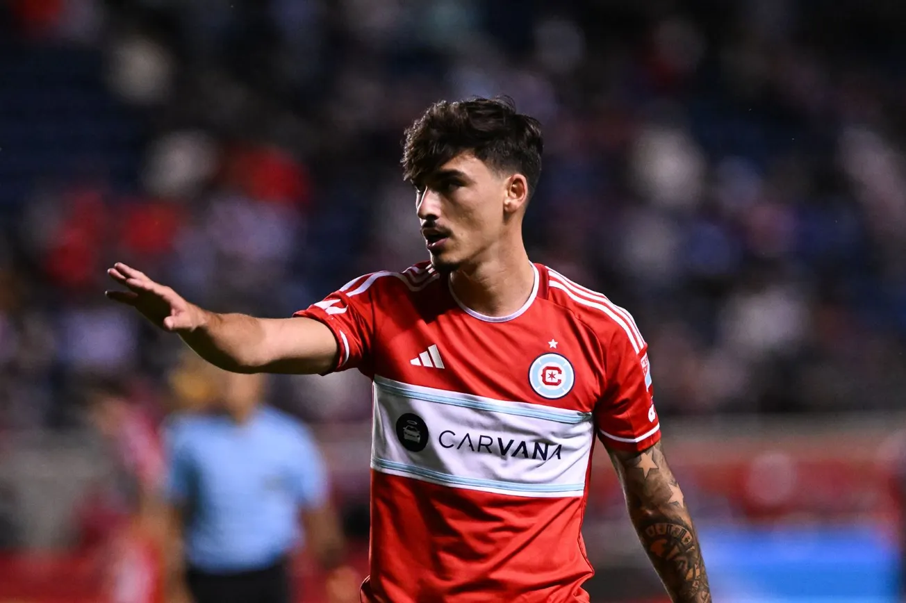 André Franco of Chicago Fire FC plays against against New England Revolution at SeatGeek stadium in Bridgeview, IL on Septemb