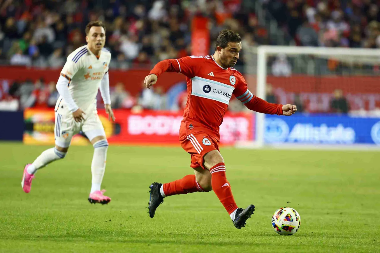 Mar 2, 2024; Chicago, Illinois, USA; Chicago Fire FC midfielder Xherdan Shaqiri (10) controls the ball in the first half agai