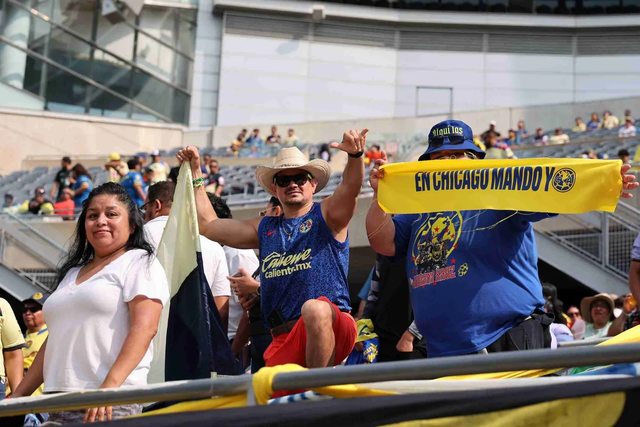 Aug 3, 2024; Chicago, Illinois, USA; Club America fans react before the game against Aston Villa at Soldier Field.
