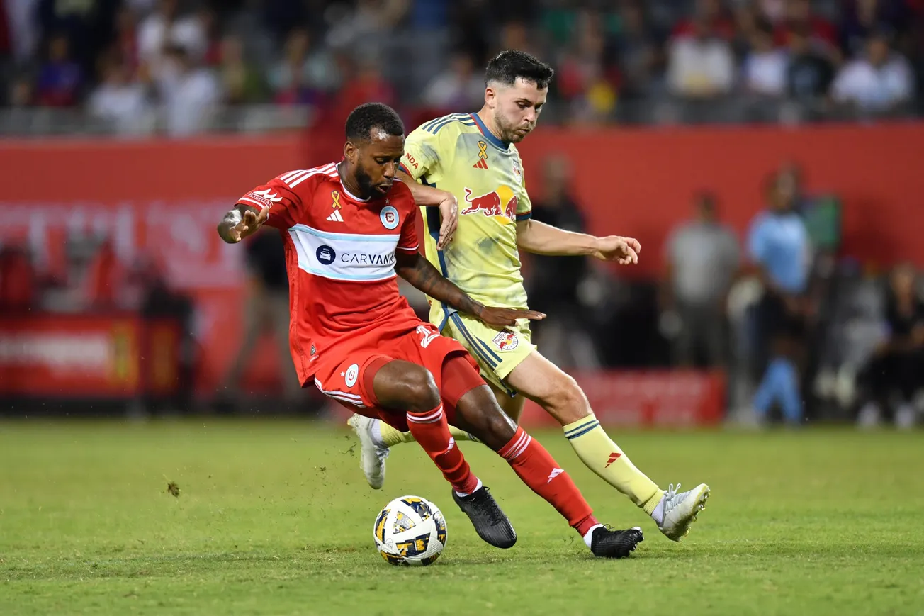 Sep 14, 2024; Chicago, Illinois, USA; Chicago Fire FC midfielder Kellyn Acosta (23) controls the ball during the second half