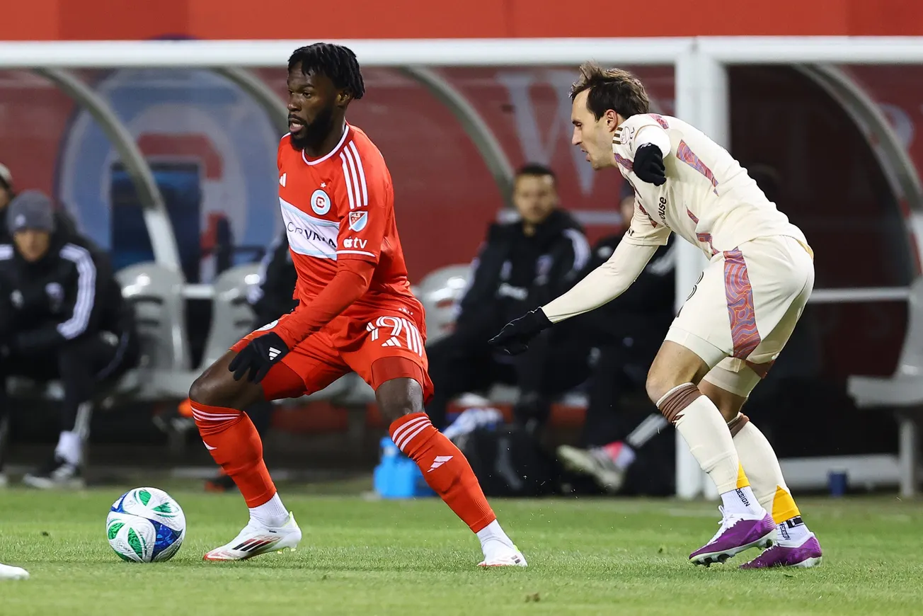 Mar 1, 2025; Chicago, Illinois, USA; Chicago Fire FC midfielder Jonathan Bamba (19) kicks the ball against D.C. United during