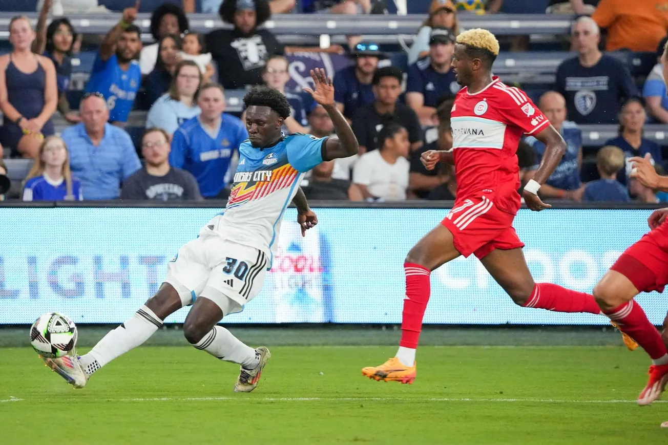 Sporting Kansas City and Chicago Fire during a soccer game in 2024