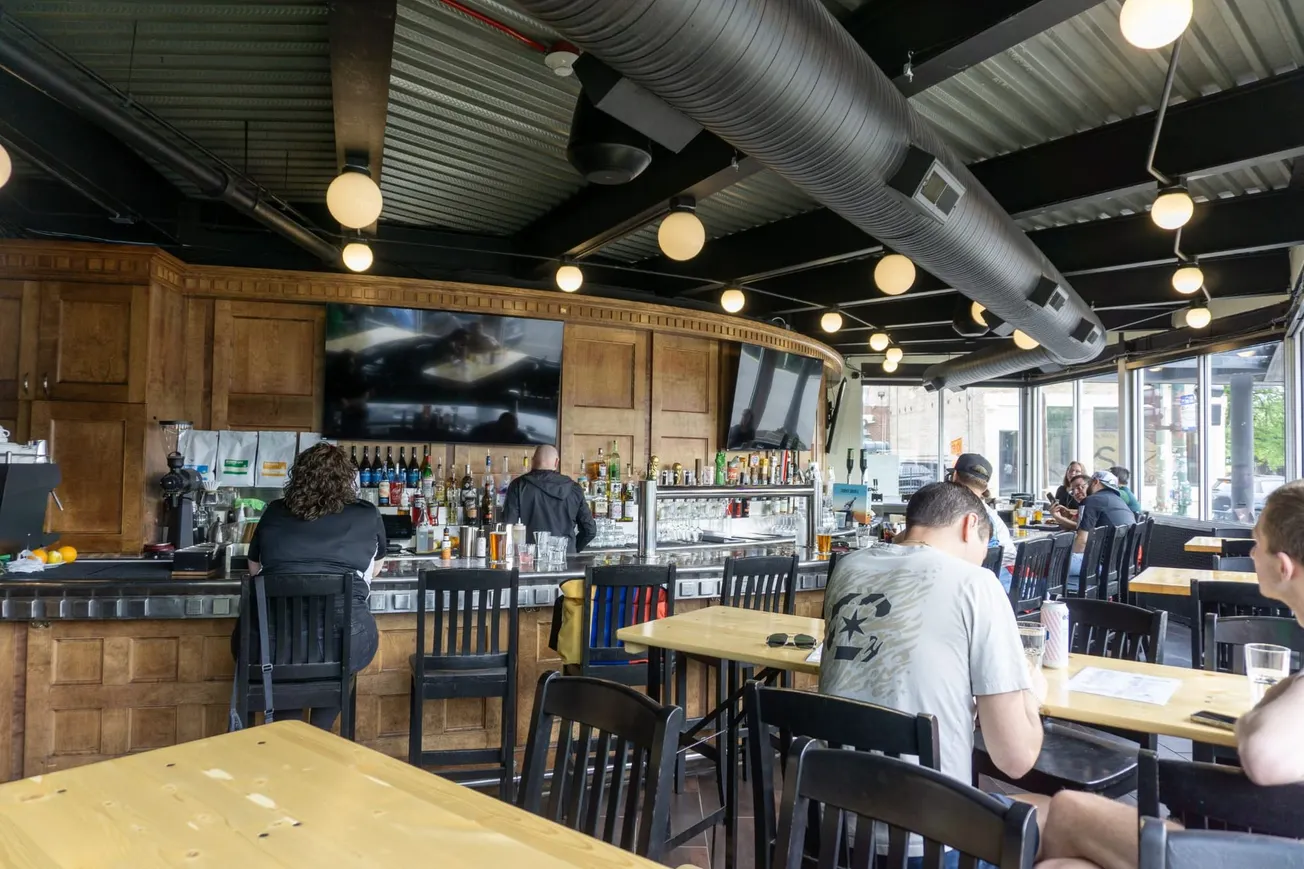 Interior shot of the bar at Soccer House in Chicago
