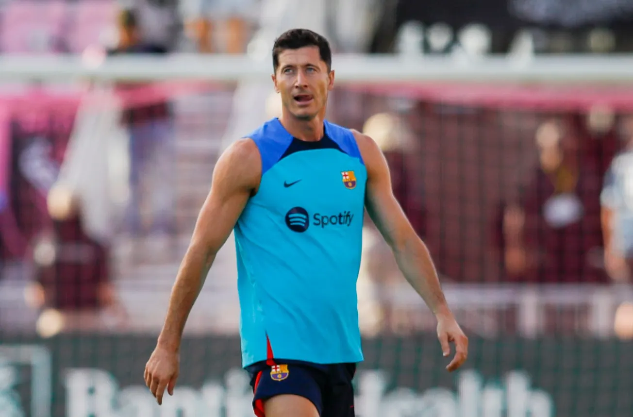 Robert Lewandowski in a training uniform in his time with FC Barcelona