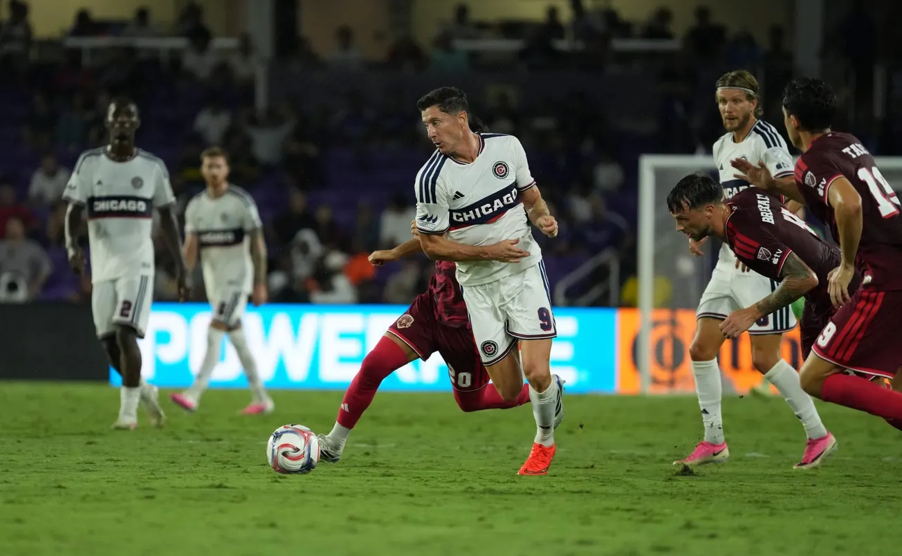 Robert Lewandowski of the Chicago Fire plays the ball against Orlando SC at Inter&Co Stadium 