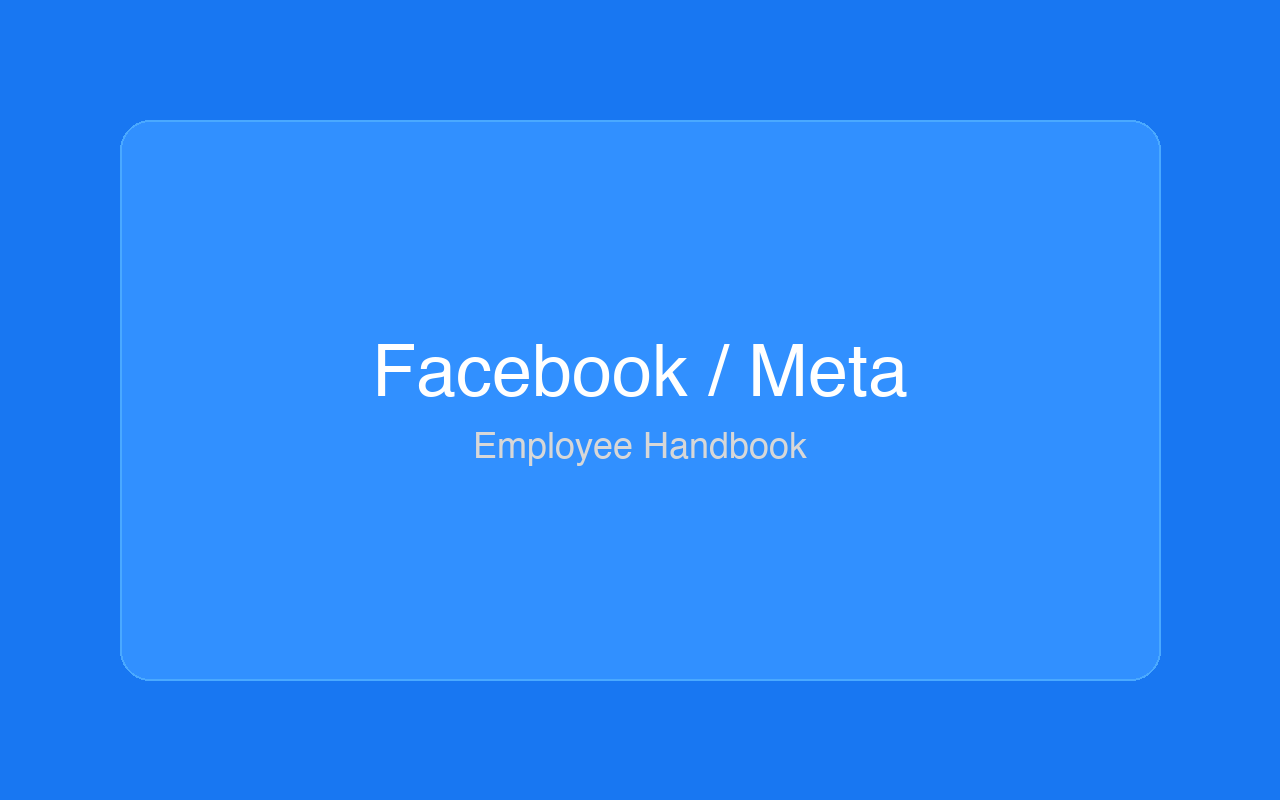 Facebook Meta employee handbook