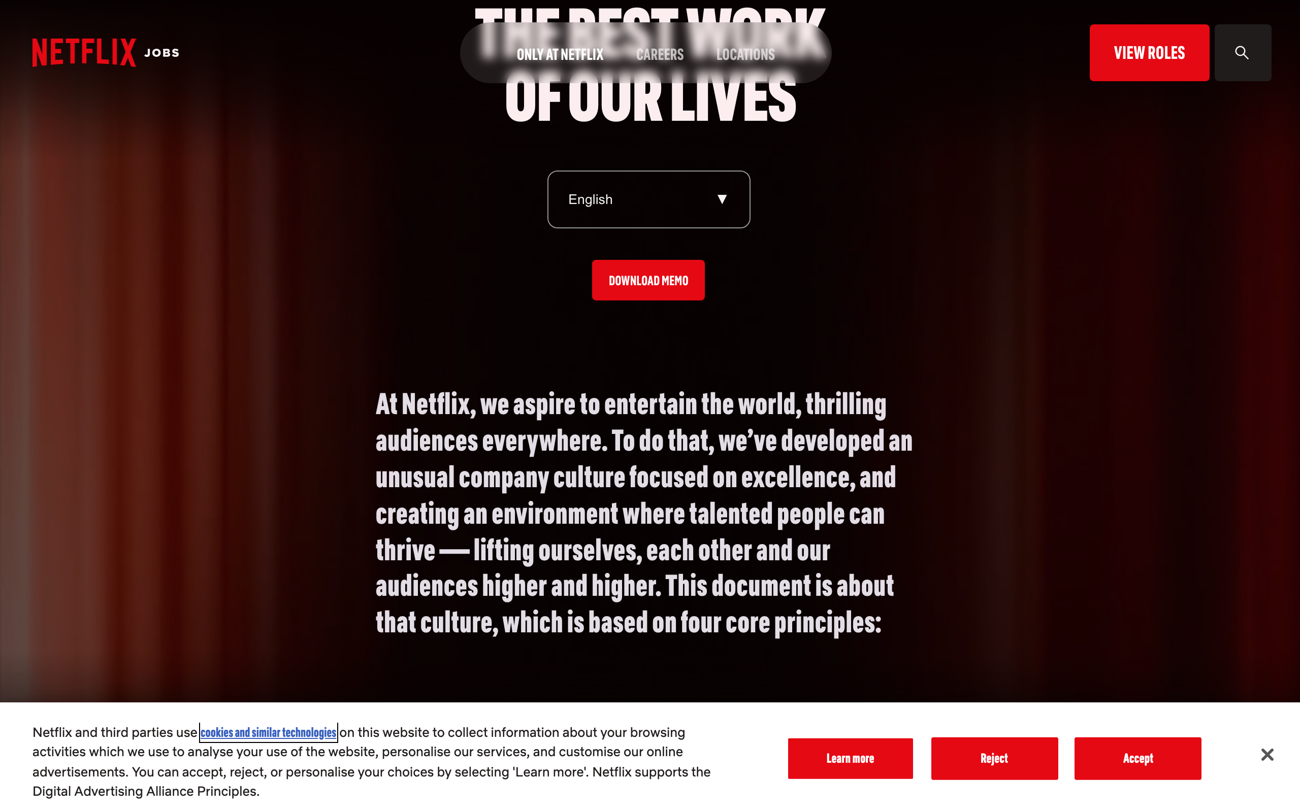 Netflix culture page screenshot