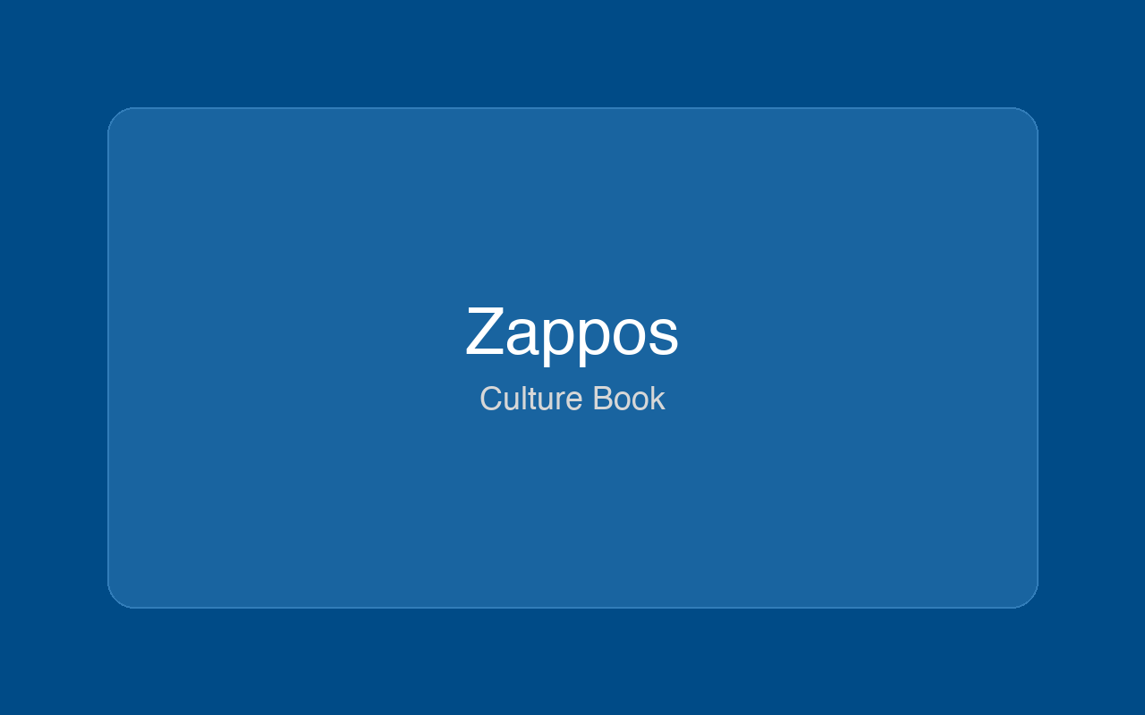 Zappos Culture Book