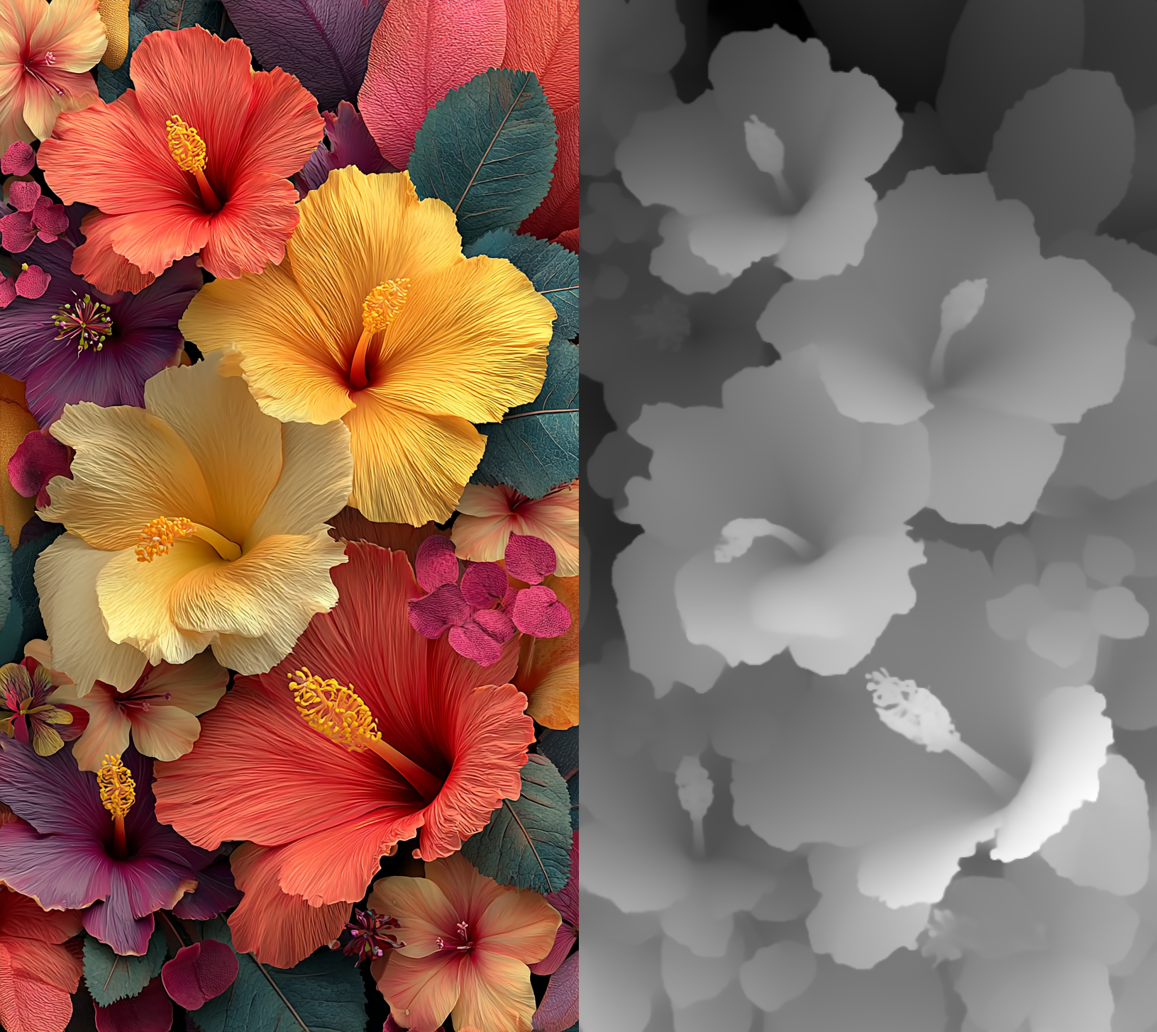 An RGB-D image consists of the original image (RGB) and its depth component (D)