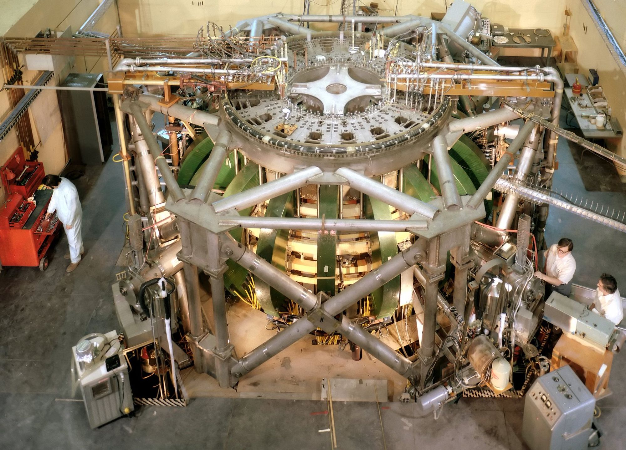 A photo of a tokamak fusion reactor.