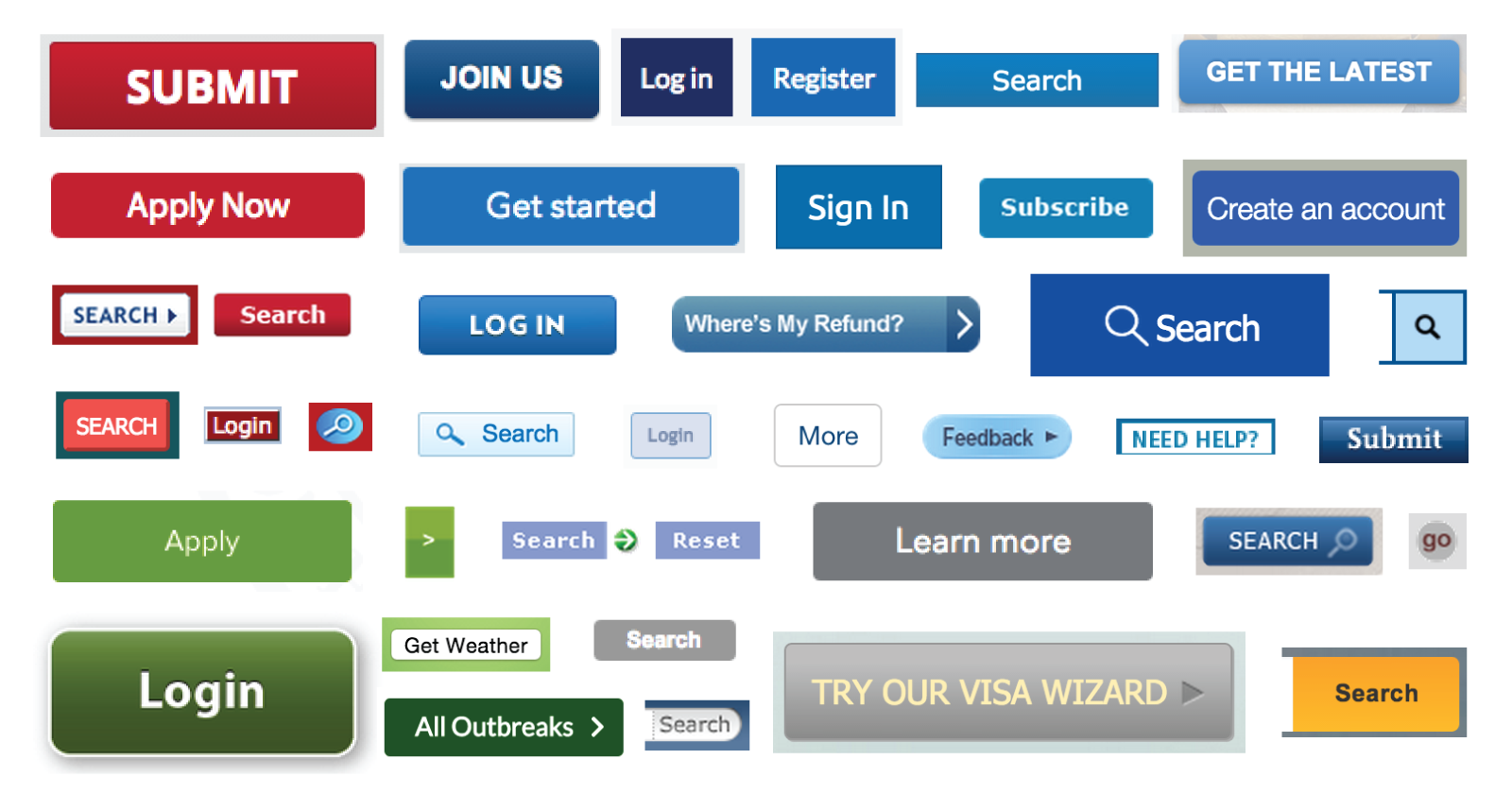 A colorful collection of different button styles, sizes and shapes.  