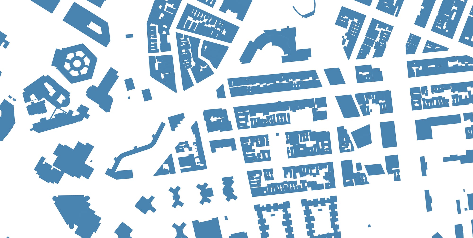 blue building footprint shapes on a white background.
