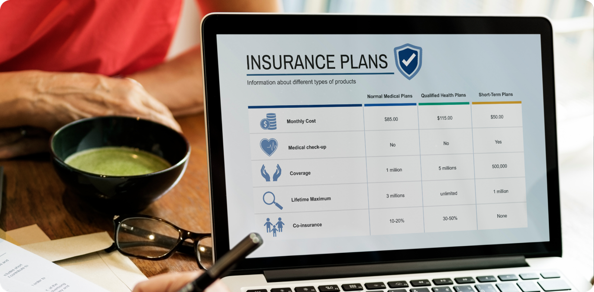 Laptop screen displaying health insurance plan comparison, reflecting rapid health insurance innovation and team uncertainty