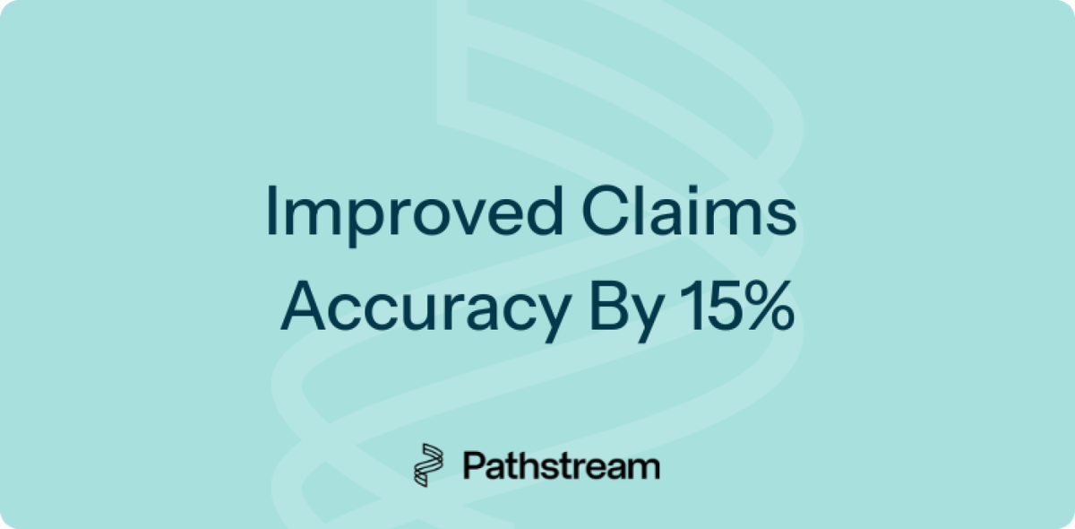 Light blue graphic with text reading “Improved Claims Accuracy By 15%” and the Pathstream logo