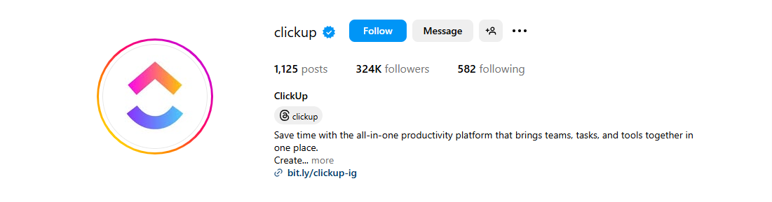 click up - Best Marketing Instagram Accounts