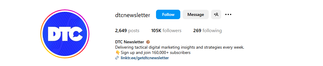 DTC - Best Marketing Instagram Accounts