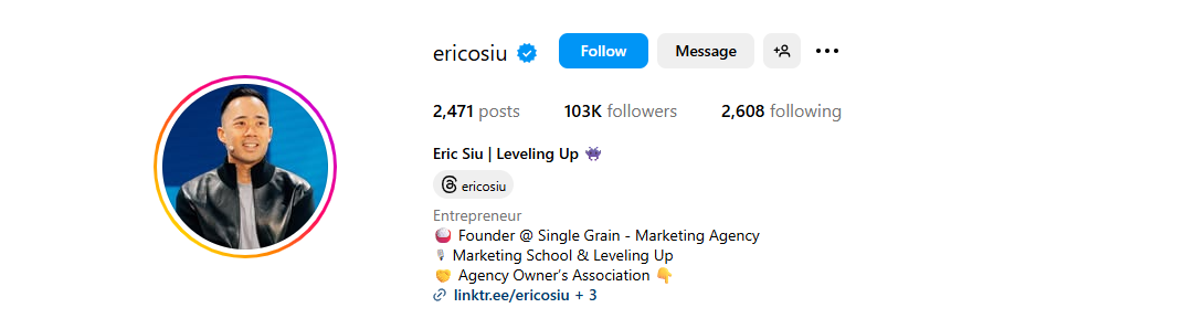 eric siu - Best Marketing Instagram Accounts