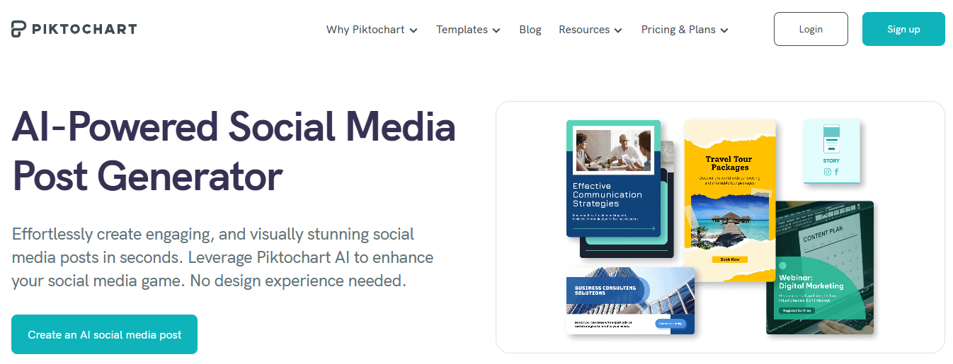 piktochart post generator - Best AI For Social Media Content Creation