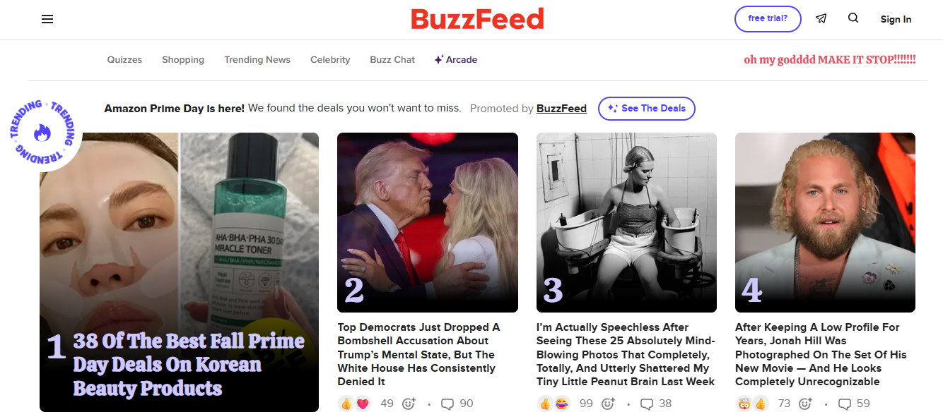 buzz feed - Curated content Social Media