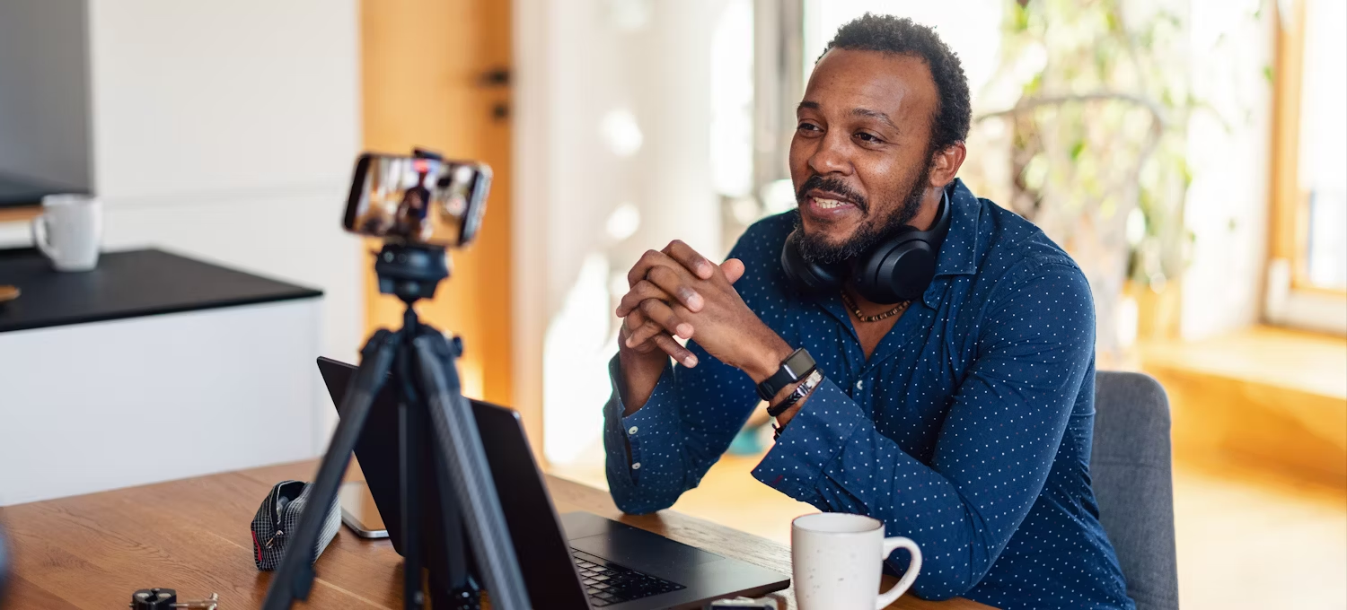 man making his video - Wednesday Social Media Post Ideas