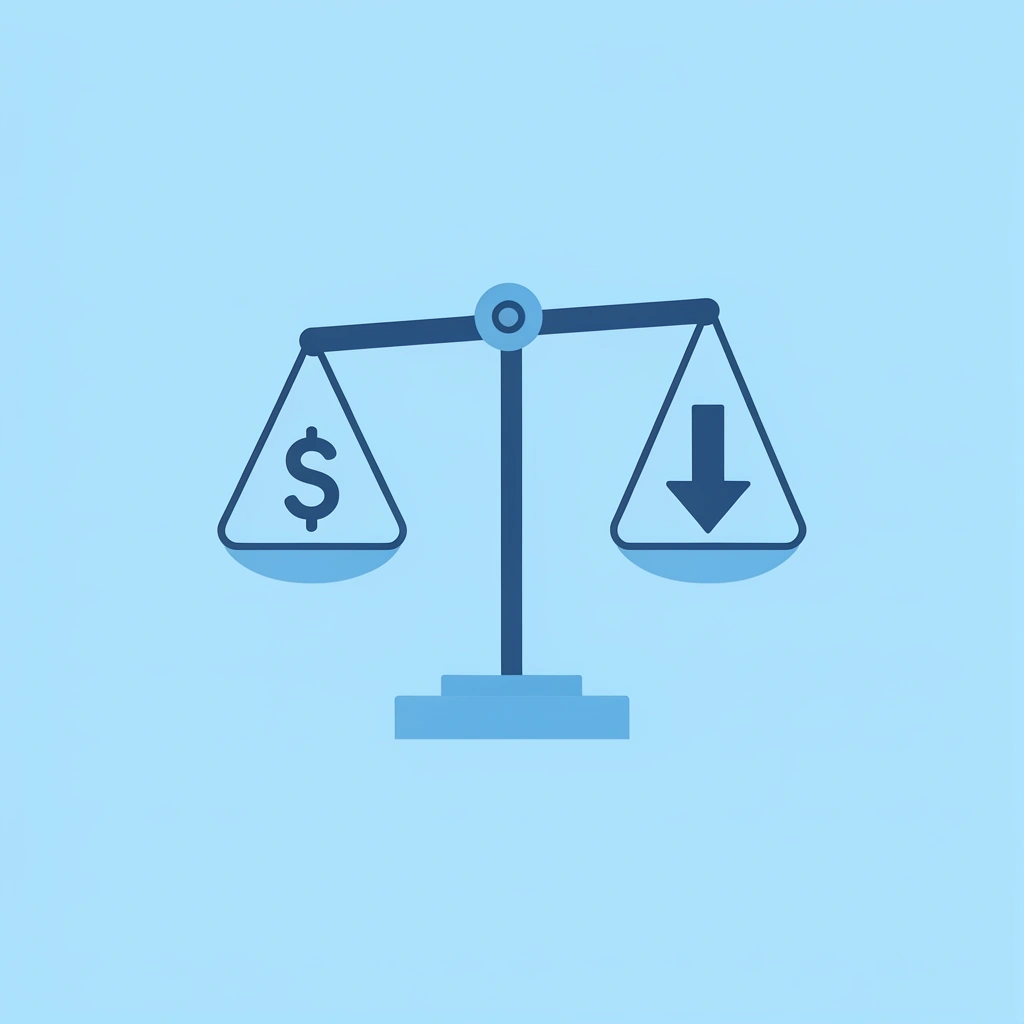 Balance scale showing small financial loss on one side outweighed by much higher long-term costs on the other