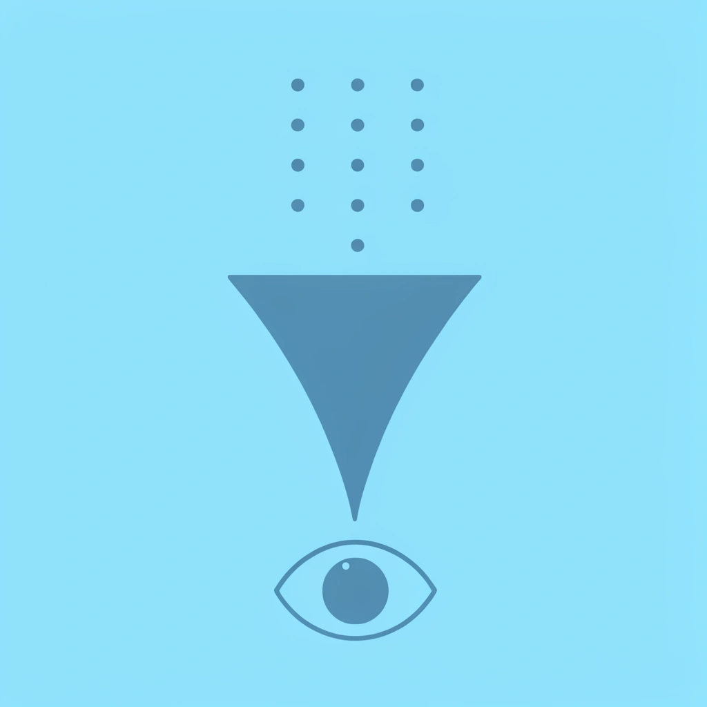 Funnel showing many viewers entering at top but fewer taking action at bottom due to incomplete messaging