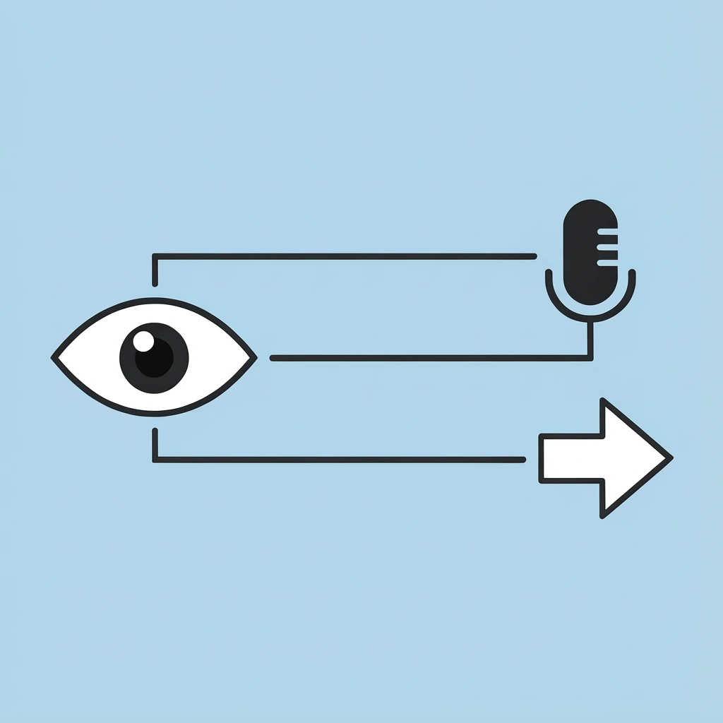 Two paths diverging: one showing visuals-only content leading to blending in, the other showing voiceover content leading to standing out